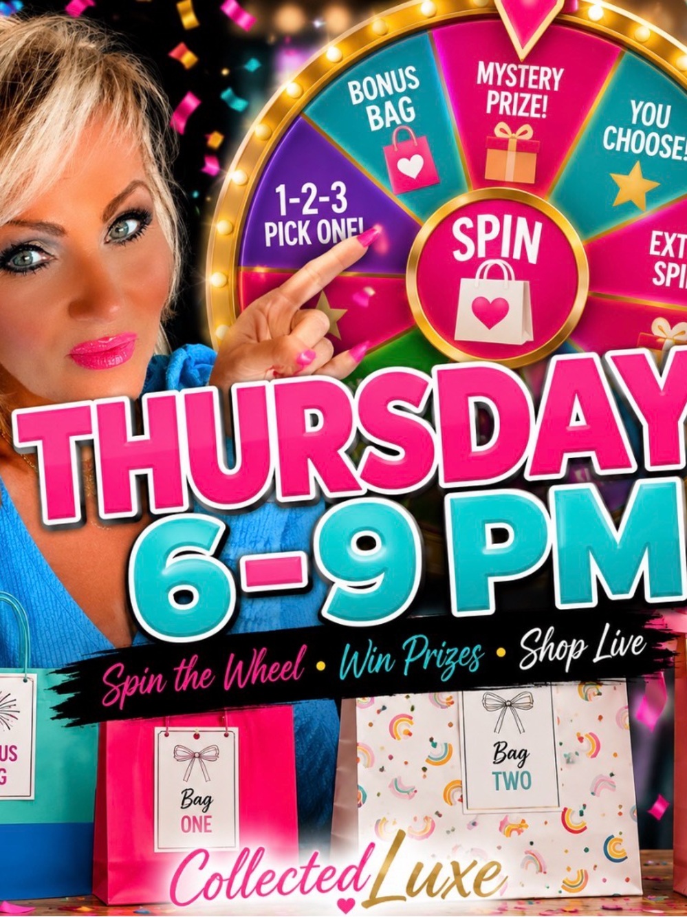LIVE Thursday 6-9PM • Spin the Wheel • New Jackets & Jewelry